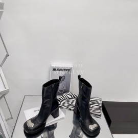 Dymalnotpy Vintage Cowhide Thick High Heeled Short Boots For Women Black