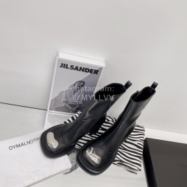 Dymalnotpy Vintage Cowhide Thick High Heeled Short Boots For Women Black