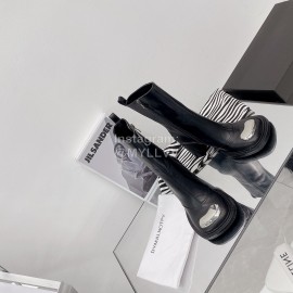 Dymalnotpy Vintage Cowhide Thick High Heeled Short Boots For Women Black