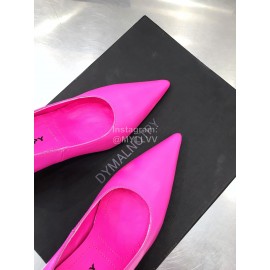 Dymalnotpy Cowhide Pointed Heel Highed Heels For Women Rose Red