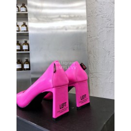 Dymalnotpy Cowhide Pointed Heel Highed Heels For Women Rose Red