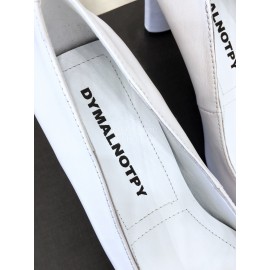 Dymalnotpy Cowhide Pointed Heel Highed Heels For Women White