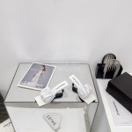 Dymalnotpy Summer Wrinkled Sheepskin High Heeled Slippers For Women White