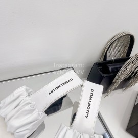 Dymalnotpy Summer Wrinkled Sheepskin High Heeled Slippers For Women White