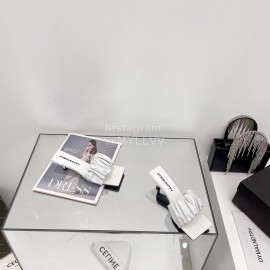 Dymalnotpy Summer Wrinkled Sheepskin High Heeled Slippers For Women White