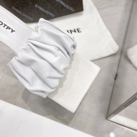 Dymalnotpy Summer Wrinkled Sheepskin High Heeled Slippers For Women White