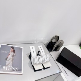 Dymalnotpy Summer Wrinkled Sheepskin High Heeled Slippers For Women White