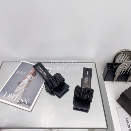 Dymalnotpy Summer Wrinkled Sheepskin High Heeled Slippers For Women Black