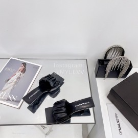 Dymalnotpy Summer Wrinkled Sheepskin High Heeled Slippers For Women Black