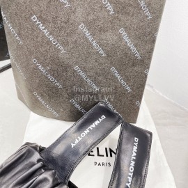 Dymalnotpy Summer Wrinkled Sheepskin High Heeled Slippers For Women Black