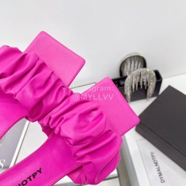 Dymalnotpy Summer Wrinkled Sheepskin High Heeled Slippers For Women Rose Red