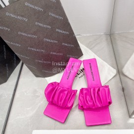 Dymalnotpy Summer Wrinkled Sheepskin High Heeled Slippers For Women Rose Red