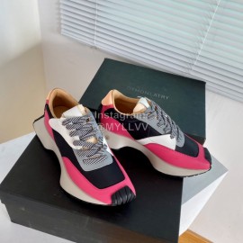 Dymonlatry Leather Nylon Thick Soled Sports Shoes For Women Rose Red