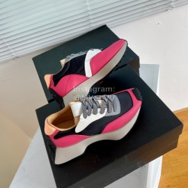 Dymonlatry Leather Nylon Thick Soled Sports Shoes For Women Rose Red