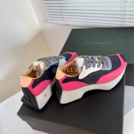 Dymonlatry Leather Nylon Thick Soled Sports Shoes For Women Rose Red