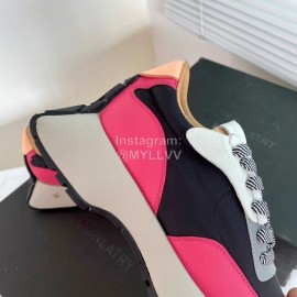 Dymonlatry Leather Nylon Thick Soled Sports Shoes For Women Rose Red