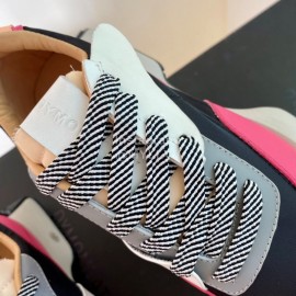 Dymonlatry Leather Nylon Thick Soled Sports Shoes For Women Rose Red