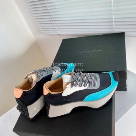 Dymonlatry Leather Nylon Thick Soled Sports Shoes For Women Blue