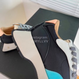 Dymonlatry Leather Nylon Thick Soled Sports Shoes For Women Blue