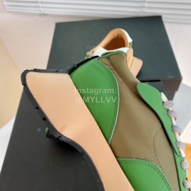 Dymonlatry Leather Nylon Thick Soled Sports Shoes For Women Green