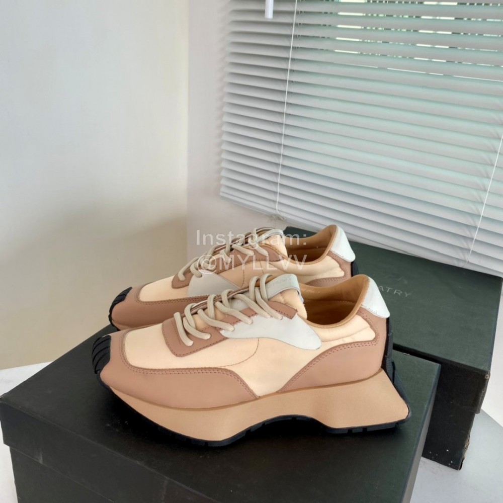 Dymonlatry Leather Nylon Thick Soled Sports Shoes For Women Coffee