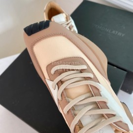 Dymonlatry Leather Nylon Thick Soled Sports Shoes For Women Coffee