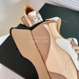 Dymonlatry Leather Nylon Thick Soled Sports Shoes For Women Coffee