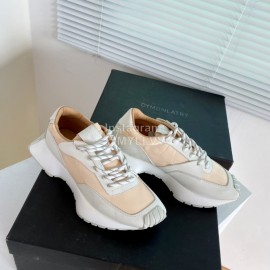 Dymonlatry Leather Nylon Thick Soled Sports Shoes For Women Beige