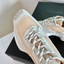 Dymonlatry Leather Nylon Thick Soled Sports Shoes For Women Beige