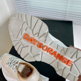 Dymonlatry Leather Nylon Thick Soled Sports Shoes For Women Beige