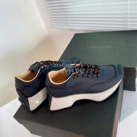 Dymonlatry Leather Nylon Thick Soled Sports Shoes For Women Black