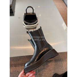 Dymonlatry Leather Thick Bottom Short Boots For Women Black