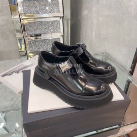 Dymonlatry Fashion Thick Bottom Cowhide Shoes For Women Black