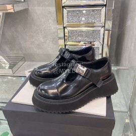 Dymonlatry Fashion Thick Bottom Cowhide Shoes For Women Black