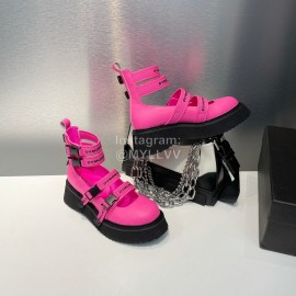 Dymonlatry Summer Leather Cool Boots For Women Rose Red