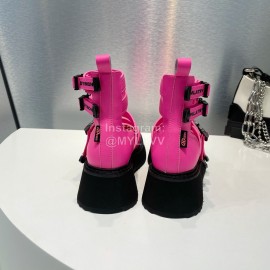 Dymonlatry Summer Leather Cool Boots For Women Rose Red