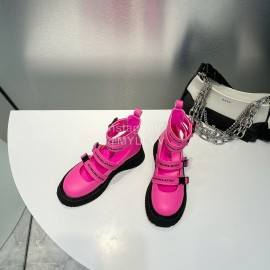 Dymonlatry Summer Leather Cool Boots For Women Rose Red