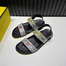 Fendi Printed Calf Leather Scandals For Men White