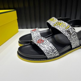 Fendi Printed Calf Leather Scandals For Men White