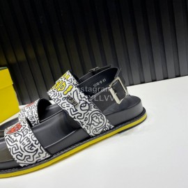 Fendi Printed Calf Leather Scandals For Men White