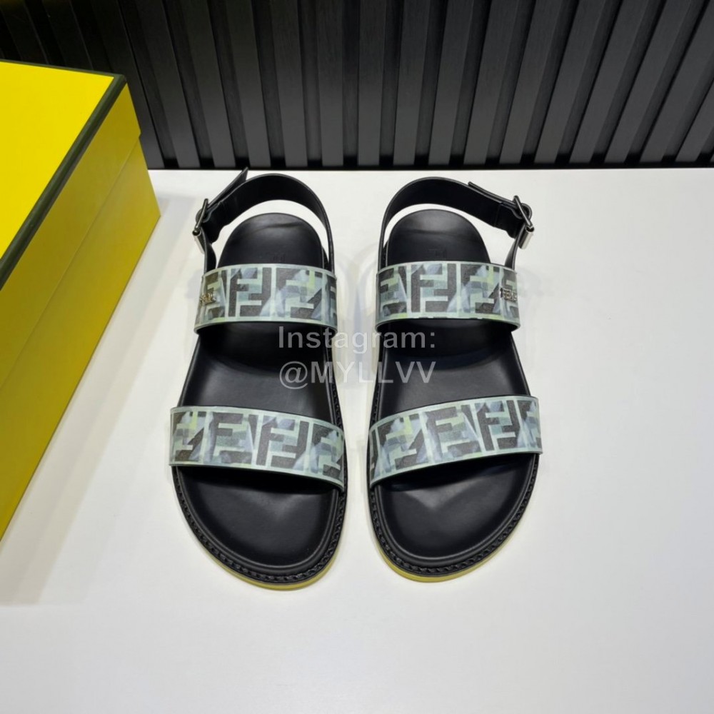 Fendi Printed Calf Leather Scandals For Men Green