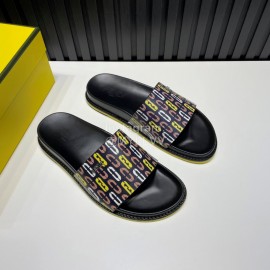 Fendi Printed Calf Leather Slippers For Men