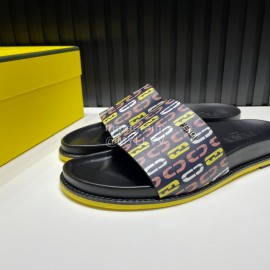 Fendi Printed Calf Leather Slippers For Men