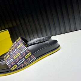 Fendi Printed Calf Leather Slippers For Men
