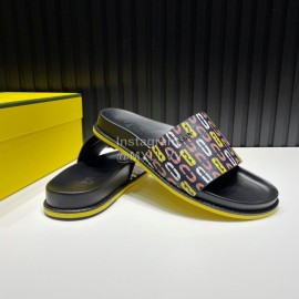 Fendi Printed Calf Leather Slippers For Men
