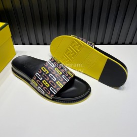 Fendi Printed Calf Leather Slippers For Men
