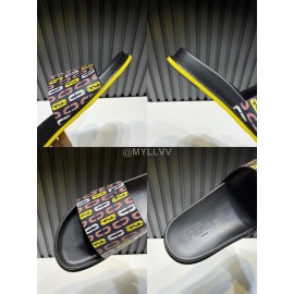 Fendi Printed Calf Leather Slippers For Men