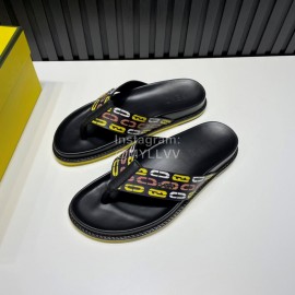 Fendi Printed Calf Leather Flip Flops For Men