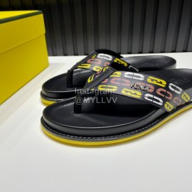 Fendi Printed Calf Leather Flip Flops For Men