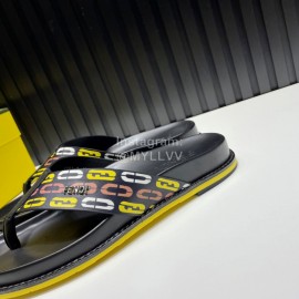 Fendi Printed Calf Leather Flip Flops For Men